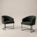 Kit 2 Poltrona Decorativa Moderno Base Aço Preto Cor Preto