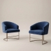 Kit 2 Poltrona Decorativa Moderno Base Aço Champanhe Cor Azul Marinho