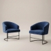 Kit 2 Poltrona Decorativa Moderno Base A&ccedil;o Preto Cor Azul Marinho