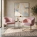 Kit 2 Poltrona Decorativa Moderno Base Aço Champanhe Cor Rosê
