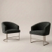 Kit 2 Poltrona Decorativa Moderno Base A&ccedil;o Champanhe Cor Preto