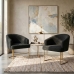 Kit 2 Poltrona Decorativa Moderno Base A&ccedil;o Dourado Cor Preto