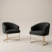 Kit 2 Poltrona Decorativa Moderno Base A&ccedil;o Dourado Cor Preto