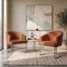 Kit 2 Poltrona Decorativa Moderno Base Aço Champanhe Cor Terracota