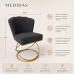 Kit 2 Poltrona Moderno Luxo Base A&ccedil;o Dourado Cor Preto