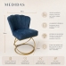 Kit 2 Poltrona Moderno Luxo Base A&ccedil;o Dourado Cor Azul Marinho