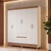 Guarda Roupa Casal 6 Portas 2 Gavetas Roupeiro Quarto Branco Camarim