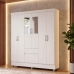 Guarda Roupa Casal 6 Portas 2 Gav Espelho Roupeiro Quarto Branco