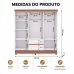 Guarda Roupa Casal 6 Portas 2 Gav Espelho Roupeiro Quarto Branco Camarim