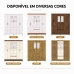 Guarda Roupa Casal 6 Portas 2 Gav Espelho Roupeiro Quarto Branco Camarim