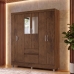 Guarda Roupa Casal 6 Portas 2 Gav Espelho Roupeiro Quarto Imbuia