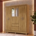 Guarda Roupa Casal 6 Portas 2 Gav Espelho Roupeiro Quarto Nature