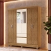 Guarda Roupa Casal 6 Portas 2 Gav Espelho Roupeiro Quarto Nature Brisa Champanhe
