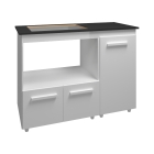 Balcão para Cooktop 4 Bocas Malu com Nicho para Micro-ondas Branco Mobília Decor