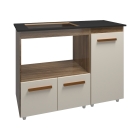 Balcão para Cooktop 4 Bocas Malu com Nicho para Micro-ondas Savana e Off White Mobília Decor