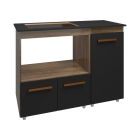 Balc&atilde;o para Cooktop 4 Bocas Malu com Nicho para Micro-ondas Savana e Preto Mob&iacute;lia Decor