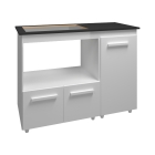 Balcão para Cooktop 5 Bocas Malu com Nicho para Micro-ondas Branco Mobília Decor