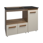 Balcão para Cooktop 5 Bocas Malu com Nicho para Micro-ondas Savana e Off White Mobília Decor