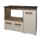 Balcão para Cooktop 5 Bocas Malu com Nicho para Micro-ondas Savana e Off White Mobília Decor