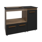 Balcão para Cooktop 5 Bocas Malu com Nicho para Micro-ondas Savana e Preto Mobília Decor