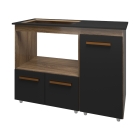 Balcão para Cooktop 5 Bocas Malu com Nicho para Micro-ondas Savana e Preto Mobília Decor