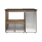 Balcão para Cooktop 5 Bocas Malu com Nicho para Micro-ondas Savana e Preto Mobília Decor