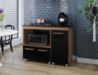 Balcão para Cooktop 5 Bocas Malu com Nicho para Micro-ondas Savana e Preto Mobília Decor