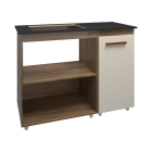 Balcão para Cooktop 4 Bocas Susy com Nicho para Micro-ondas Savana e Off White Mobília Decor