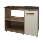 Balcão para Cooktop 4 Bocas Susy com Nicho para Micro-ondas Savana e Off White Mobília Decor