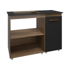 Balcão para Cooktop 4 Bocas Susy com Nicho para Micro-ondas Savana e Preto Mobília Decor