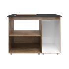 Balcão para Cooktop 4 Bocas Susy com Nicho para Micro-ondas Savana e Preto Mobília Decor