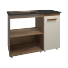 Balcão para Cooktop 5 Bocas Susy com Nicho para Micro-ondas Savana e Off White Mobília Decor