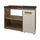 Balcão para Cooktop 5 Bocas Susy com Nicho para Micro-ondas Savana e Off White Mobília Decor