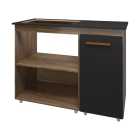 Balc&atilde;o para Cooktop 5 Bocas Susy com Nicho para Micro-ondas Savana e Preto Mob&iacute;lia Decor